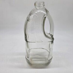 Clear Embossed Glass Jug With Handle Milk Glass Bottle Shape 10"